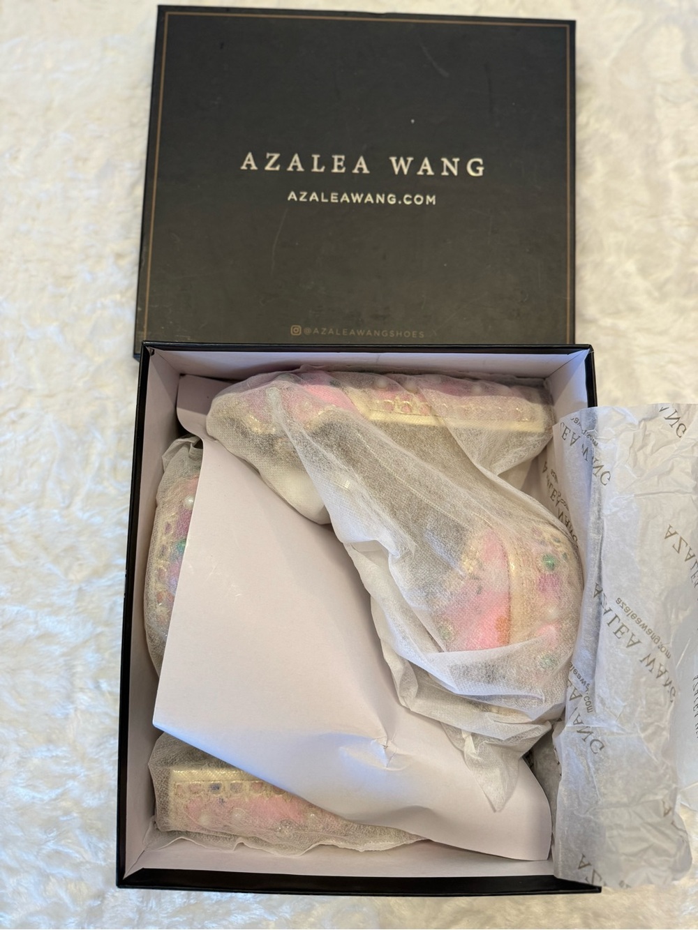 Azalea Wang Aim for the Eyes Women's Pink Embellished Platform Sandals Size 8.0 - Picture 14 of 15